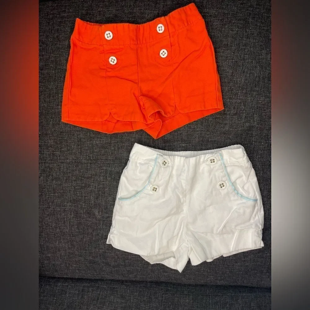 Kids Orange and White Button Shorts Set